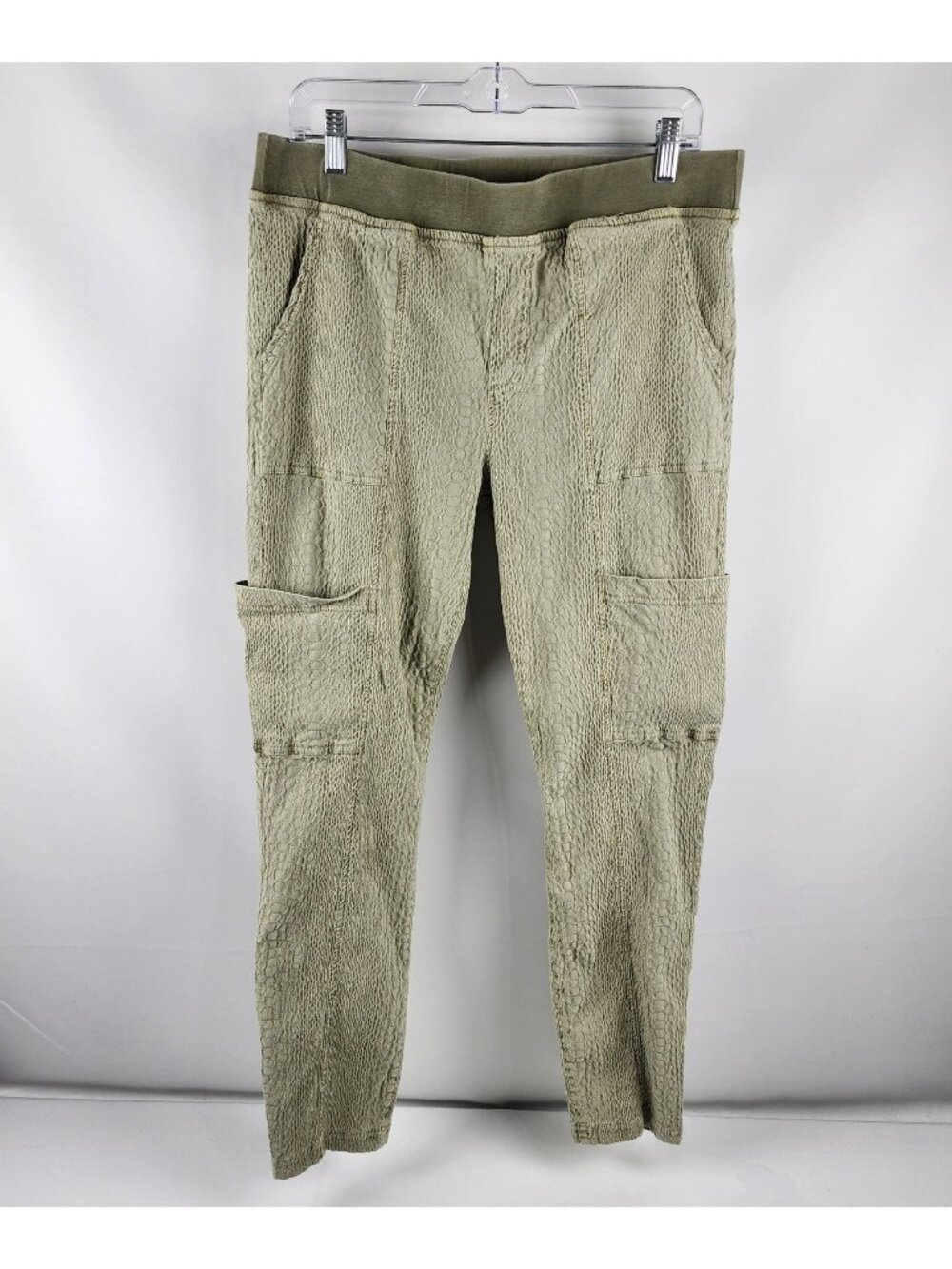 XCVI Pants Womens Large Green Textured Pull on Cargo Joggers (34x29)